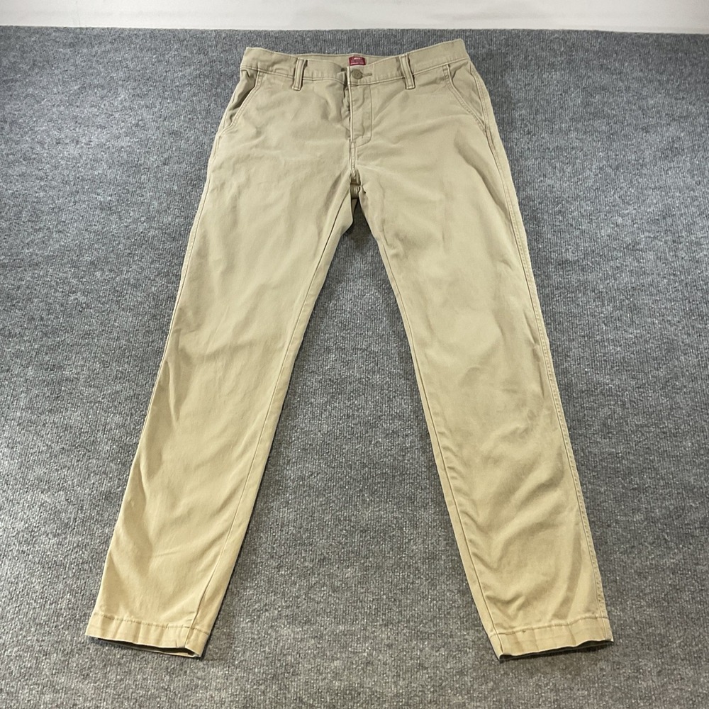 Levis XX Chino Standard Taper Pants Khaki Tan Mens 31x29 Cotton Stretch Trousers